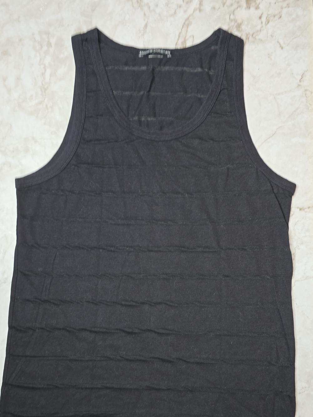 Andrew Christian Black Tank Top, Transparent Stripes